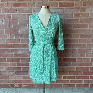 Persifor Abstract Wrap Dress 3/4 Sleeve Women's Small Made in USA Short